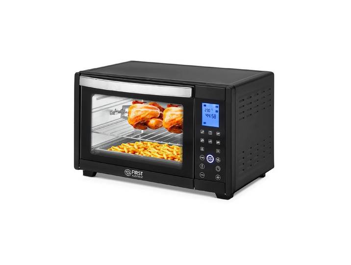 TZS FIRST AUSTRIA Minibackofen 30L, 1600 W, Digitalanzeige, Elektroofen, Pizzaofen, für den Tischgebrauch, Backen & Grillen, inkl. Drehspieß