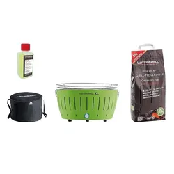 LotusGrill - Sonderpaket BBQ XL Grün (cm 43,5) mit 2,5 Kg Holzkohle und Brenngel