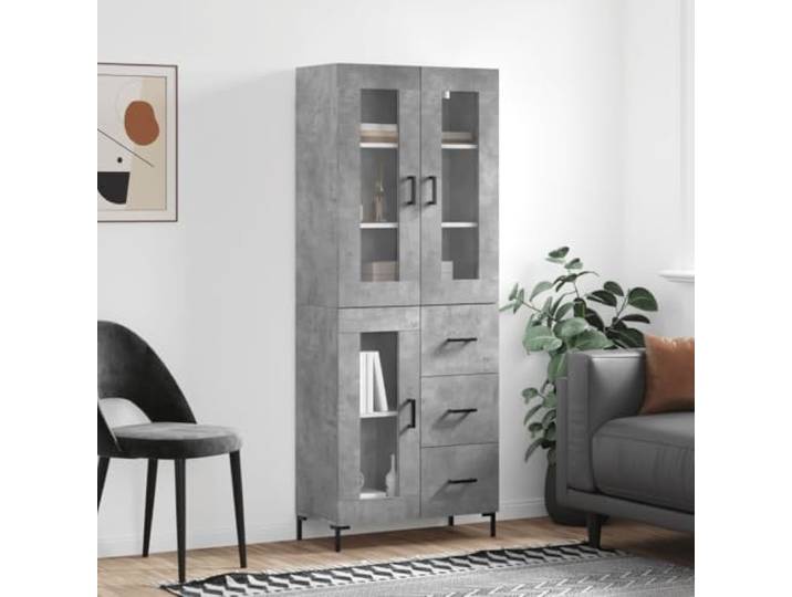 Modernes Highboard in Sonoma-Eiche Optik: Elegantes Highboard aus Holzwerkstoff mit Metallfüßen und viel Stauraum zur Sicherung