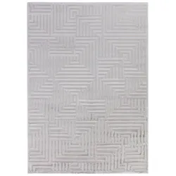 Teppich Flur Skulptural Pflegeleicht Waschbar Strapazierfähig Wohnzimmer Schlafzimmer Silber 120x170 cm – ILLER von Kadima Design