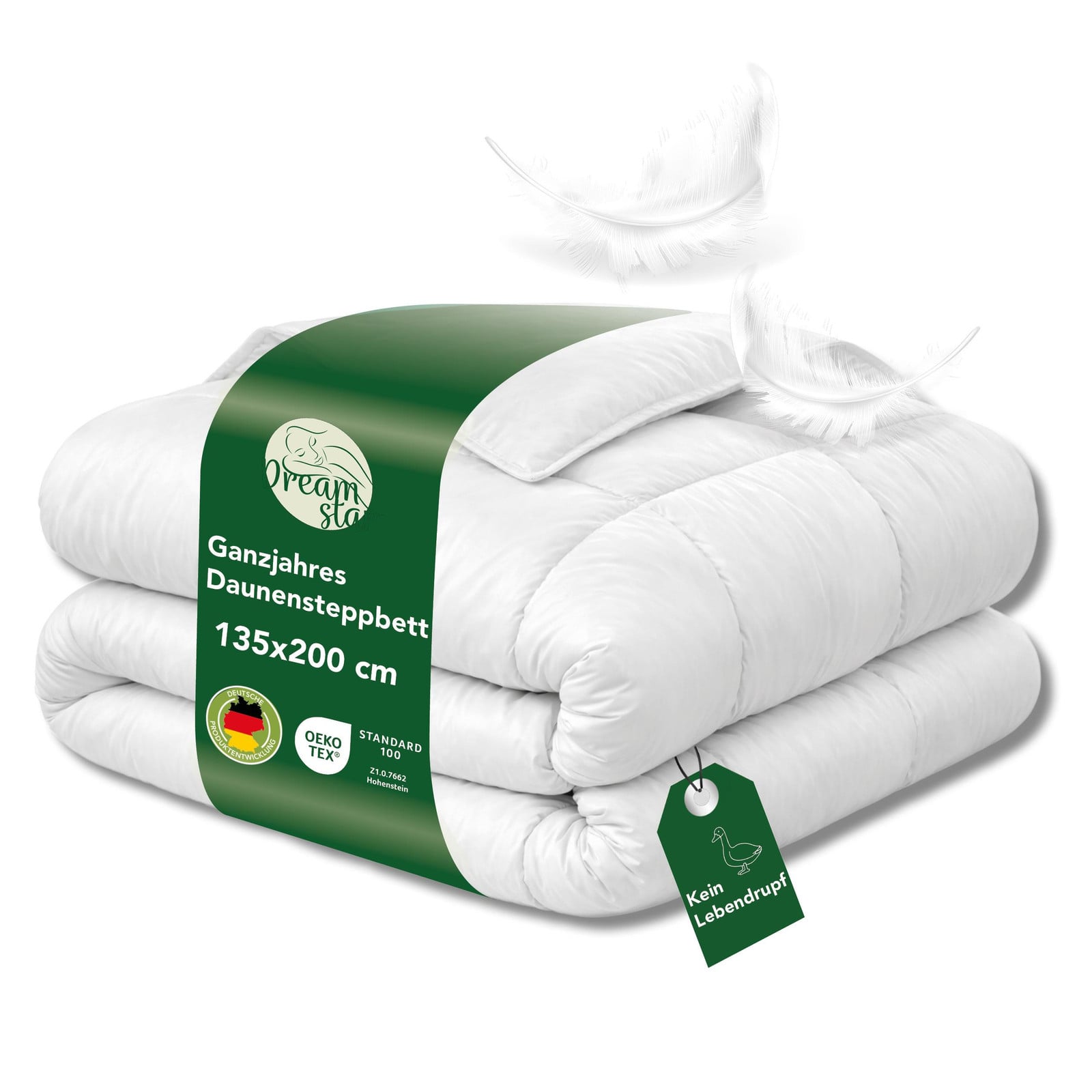 DREAMSTAR Donzen dekbed medium voor volwassenen, 70% dons, 135 x 200 cm
