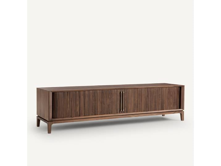 AM.PM Meuble TV enfilade noyer, plaqué et cuir, Liamca Marron Noyer