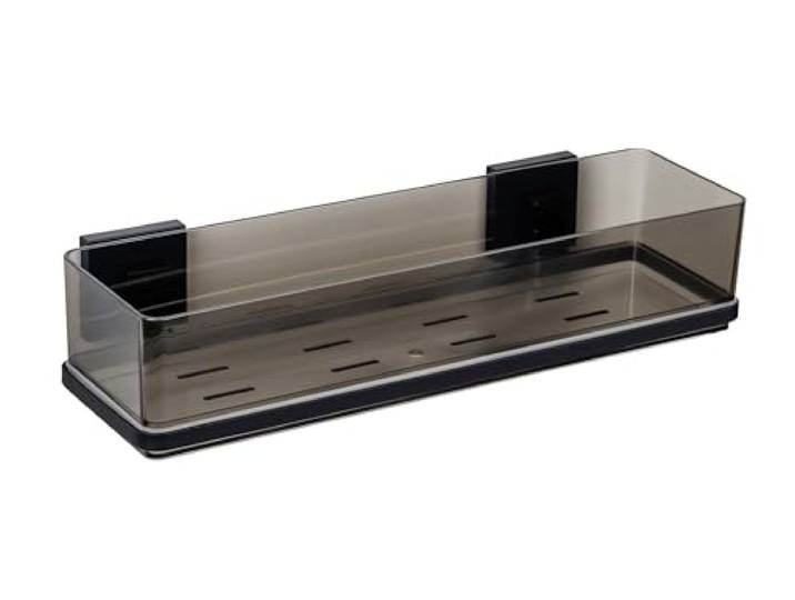 WENKO Vacuum-Loc Maxiablage Mod. Quadro Badablage aus hochwertigem Kunststoff mit robuster Edelstahlhalterung 38,5 x 8,5 x 14,5 cm Schwarz