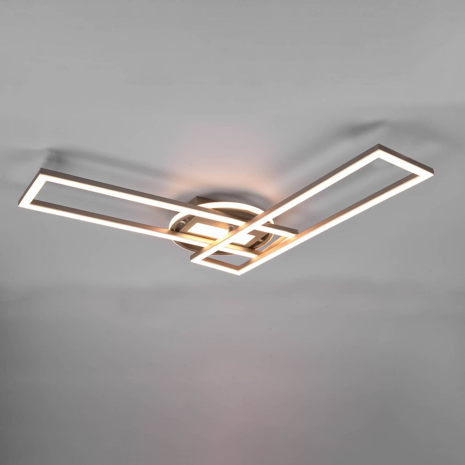 Reality Leuchten LED Ceiling Light Twister, dimmable, Alu / grey / zinc, Living / Dining Room, metal, Modern, Ceiling Light