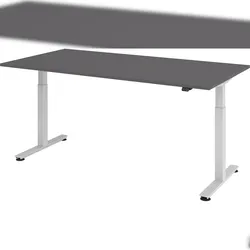 bümö elektrisch höhenverstellbarer Schreibtisch graphit 200x100 cm - Schreibtisch höhenverstellbar elektrisch, elektrischer Schreibtisch & Gaming