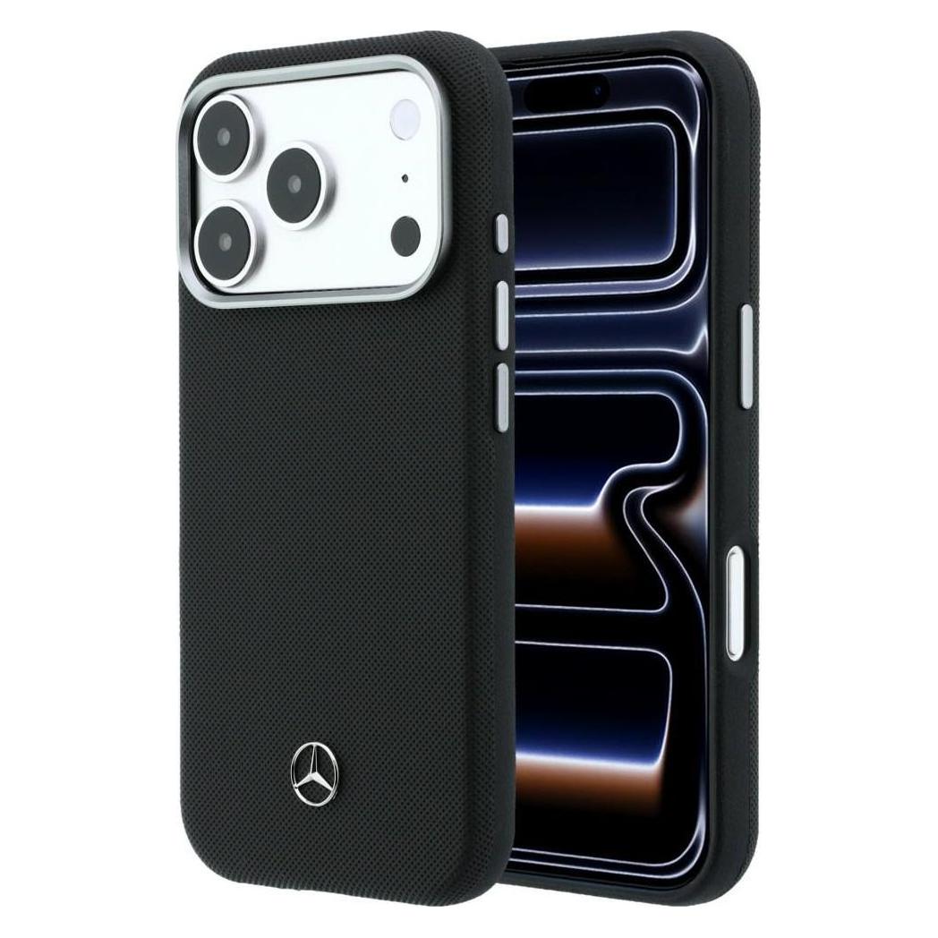 Mercedes Case Leather Semi Wrap Grill Pattern MagSafe for iPhone 17 Pro black (Apple iPhone 17 Pro) (Mer008821)