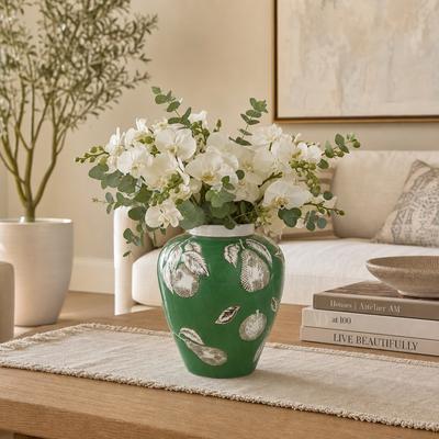 Sagebrook Home Traditional Chinoiserie Botanical Ceramic Vase for Coffee Table