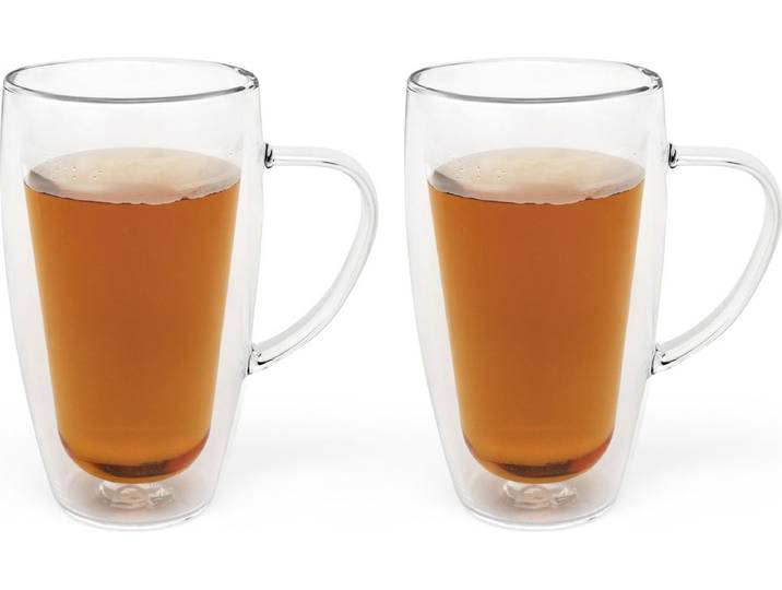 Bredemeijer - Dubbelwandige theeglazen met oor of koffieglazen 320ml (set van twee stuks)