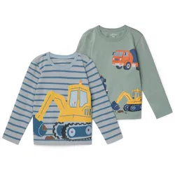 Tchibo - 2 Kinder-Langarmshirts mit Applikation - Baby - Gr. 62/68 - blau