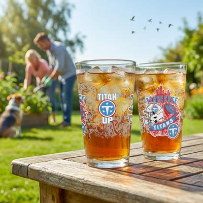 Evergreen Tennessee Titans 16 oz Pint Glasses, Set of 2 - 16 oz