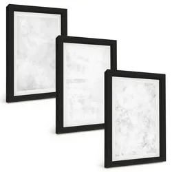 BILDER SET 3er Set - 20x30 cm Schwarzer Rahmen - Minimalistischer Hintergrund mit weißen Punkten