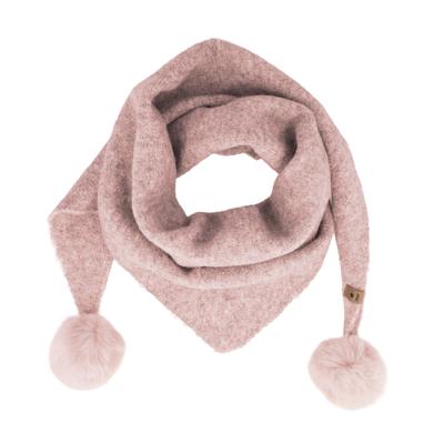 Dreieckstuch MAXIMO, Mädchen, rosa (woodrose), Strick, Materialmix, meliert, Modetücher, Materialmix, gestrickt, mit Fake-Fur-Bommeln, bequem