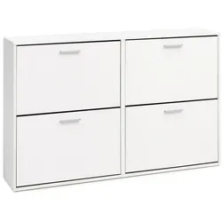 KADIMA DESIGN Schuhschrank WL5.829 Modern 120 x 81 x 24 cm Holz Schuhregal Weiß 4 Fächer, Schuhkommode Flurschrank mit Ablage, Design Schuhkipper