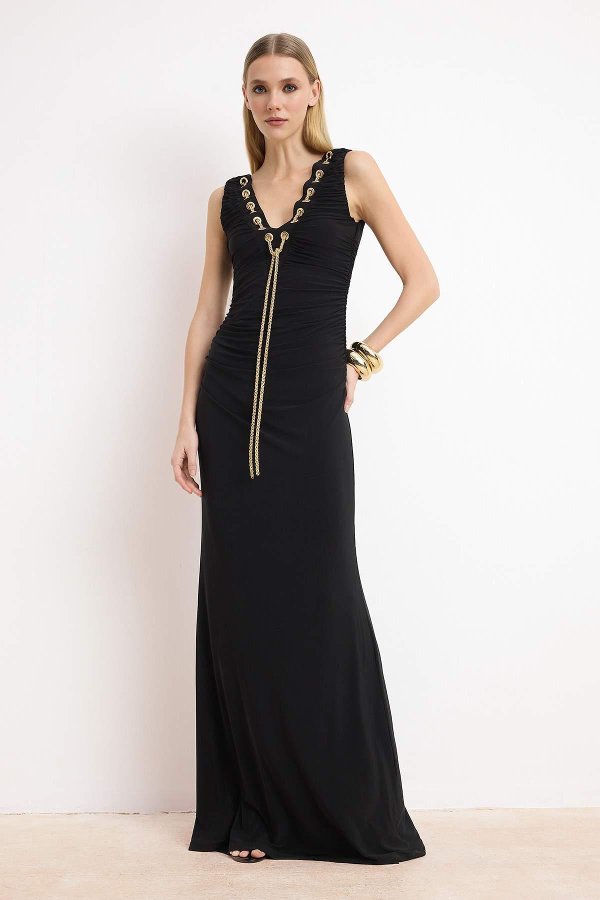 Damen-Maxikleid, ärmellos, A-Linie, für Abschlussball/Abschlussfeier
