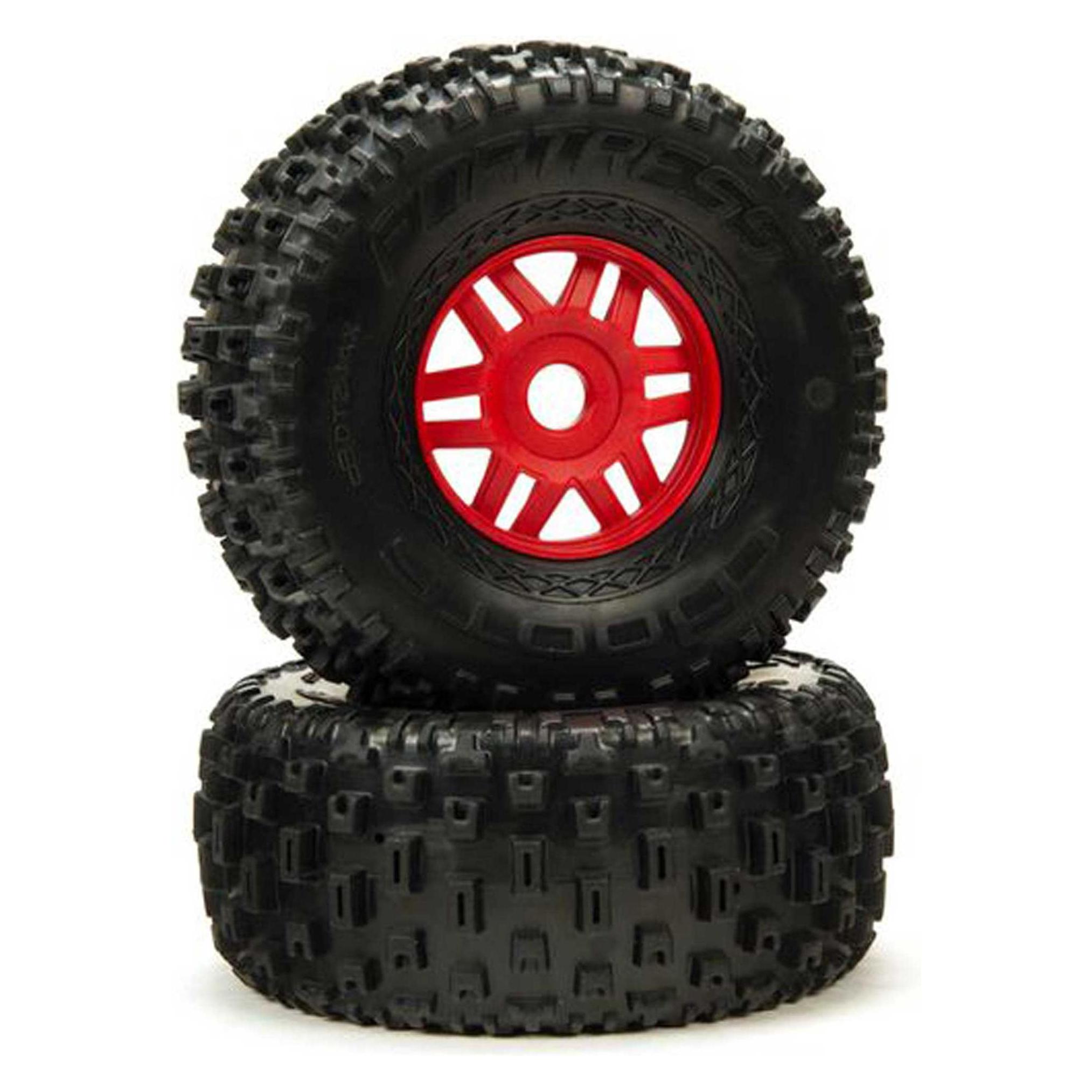 Arrma 1/8 dBoots Fortress Front/Rear 2.4/3.3 Pre-Mounted Tires 17mm Hex Red (2) (ARA550065)