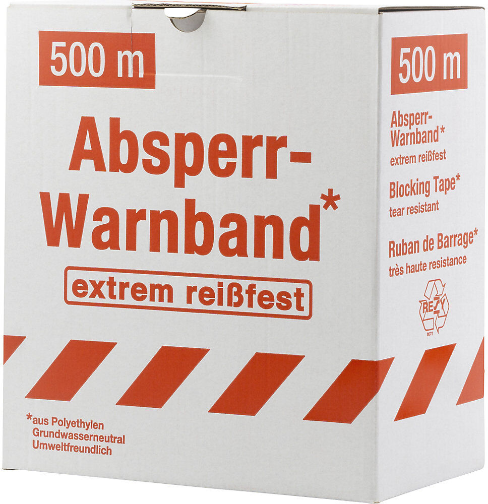 kaiserkraft Absperrband, extrem reißfest, beidseitig bedruckt, rot / weiß, ab 10 Stk