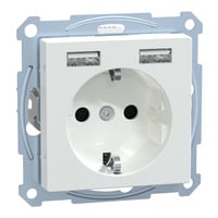 Schutzkontakt-Steckdose mit USB-Ladegerät, 16 Ampere, 250 Volt, Unterputz, System M weiß (glänzend), Retail