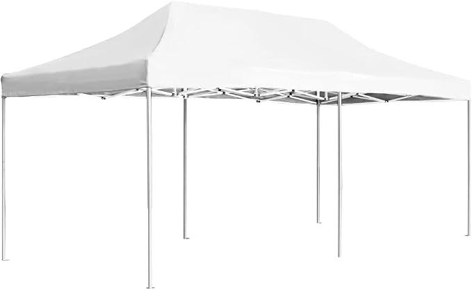 Profi-Partyzelt Faltbar Aluminium 6x3 m Weiß mit UV-Sonnenschutz, wasserdichtes Gartenzelt, stabiles Pavillon Faltzelt für Camping, Strand, Grillabende, mit Seitenteilen und Dach