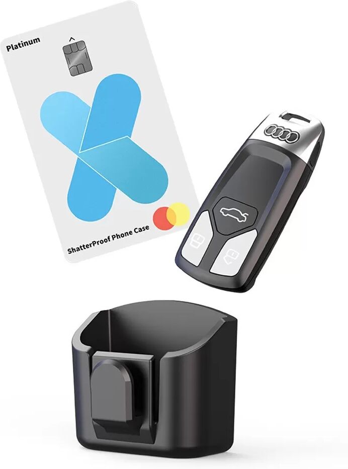 INF Schwarze ABS Auto Schlüssel Aufbewahrungsbox - Klebehalterung Organizer für Schlüssel, Karten und kleine Gegenstände
