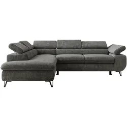 ECKSOFA PABLO L Grau Schenille grob gewebt - Links Seite