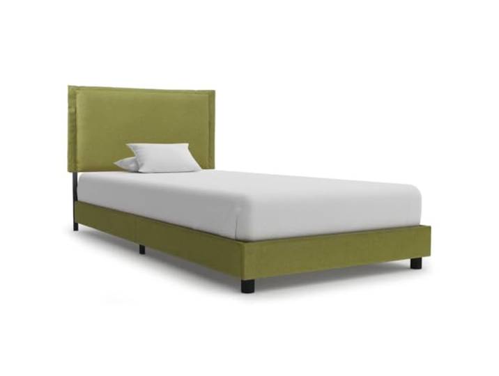 RJPLMFV Bettgestell, Stoff, Grün, 90 x 200 cm Eisen mit MDF-Pulver, Füße aus Gummibaumholz, Lattenrost inklusive, einfach zu montieren
