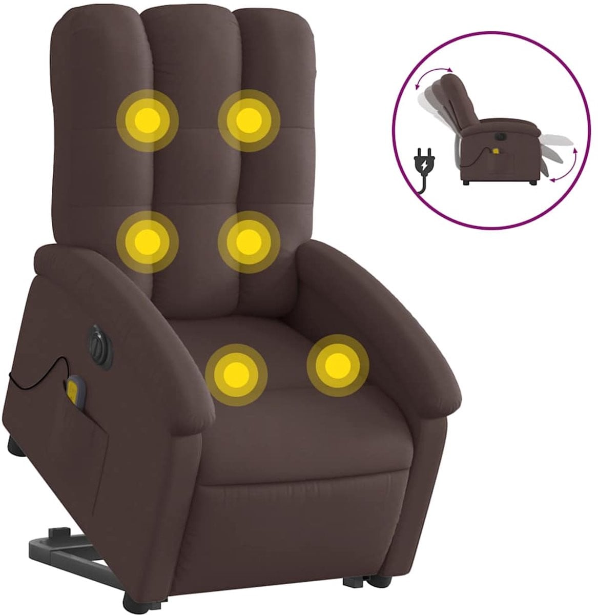 vidaXL Elektrische Sta-op-massagestoel in donkerbruine stof