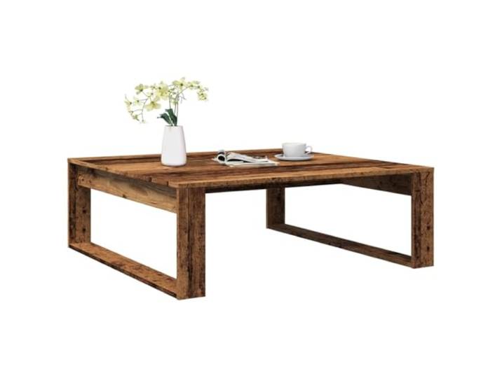 HEFZGDB Couchtisch Altholz-Optik 100x100x35 cm Holzwerkstoff mit Stabiler Tischplatte für Wohnzimmer, langlebiges und pflegeleichtes Möbelstück in rustikalem Design für Getränke