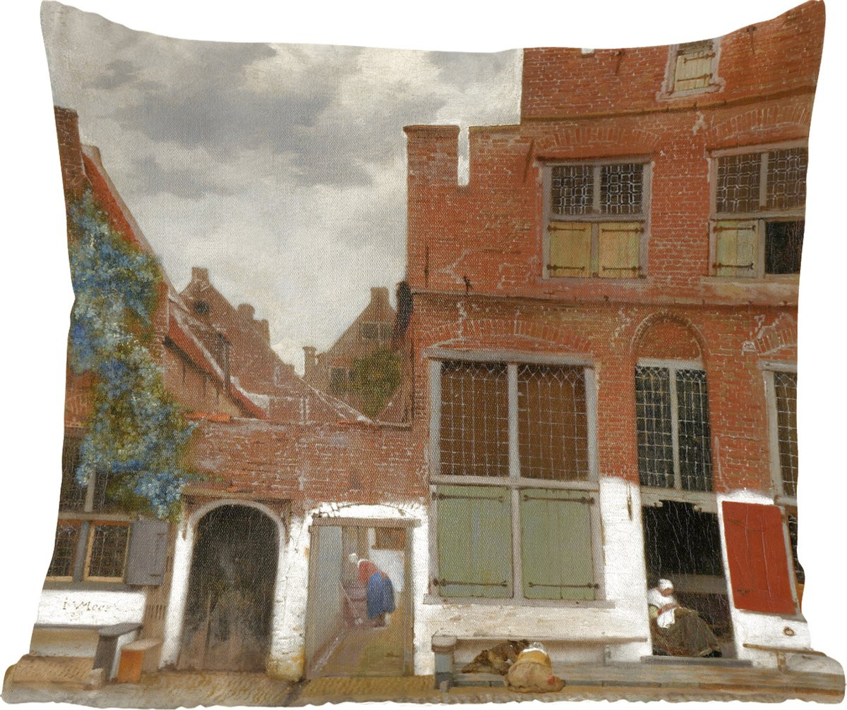 Sierkussen Johannes Vermeer Het Straatje - 50 x 50 cm