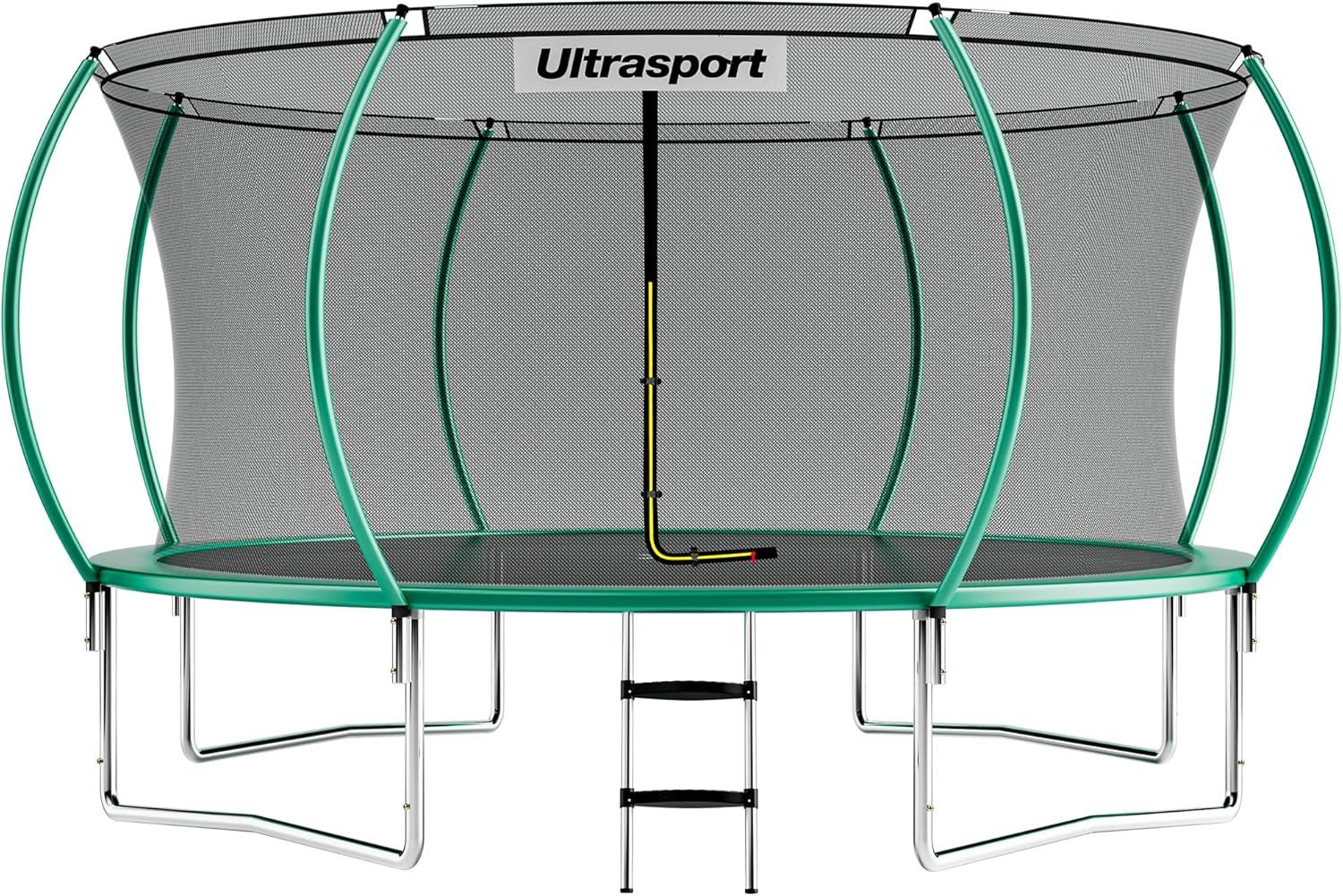 Luxus-Trampolin, Durchmesser 244/305/366/430 cm, mit Rheinland+ GS-, komplettes Set, rundes Gartentrampolin, inklusive gepolsterte Pfosten, Sicherheitsnetz