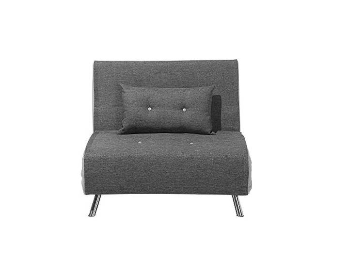Beliani 1-Sitzer Schlafsofa Stoff grau mit hohen Edelstahlbeinen Kissen modern Farris