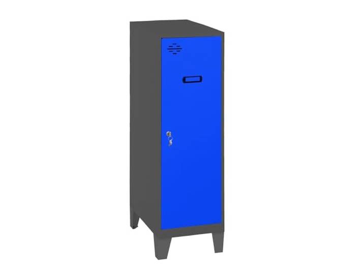 Simon Rack Simonlocker Kleiner Spind 1015 x 300 x 500 mm Inklusive Füße, Korrosionsschutzlack, Lüftungsschlitz und Etikettierer, Anthrazit/Blau