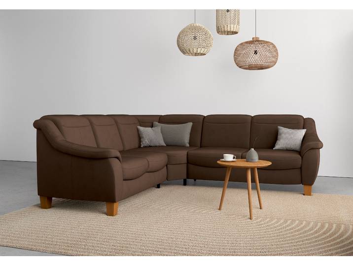 Ecksofa, 270x250 cm, Microfaser, Dunkelbraun, Bettfunktion & Kopfteilverstellung, Klassisch, Home-affaire