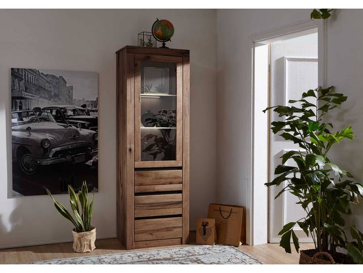 Vitrine 62x42 Chênes sauvage et lombard huilé Tabacco brown MONTREUX #321