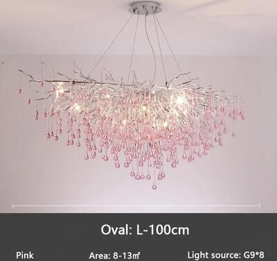 Inspire Select Modern Branch Crystal Chandelier Luxury Pink & Blue Teardrop Hanging Ceiling Light pink Length 39.4 In neutral Light