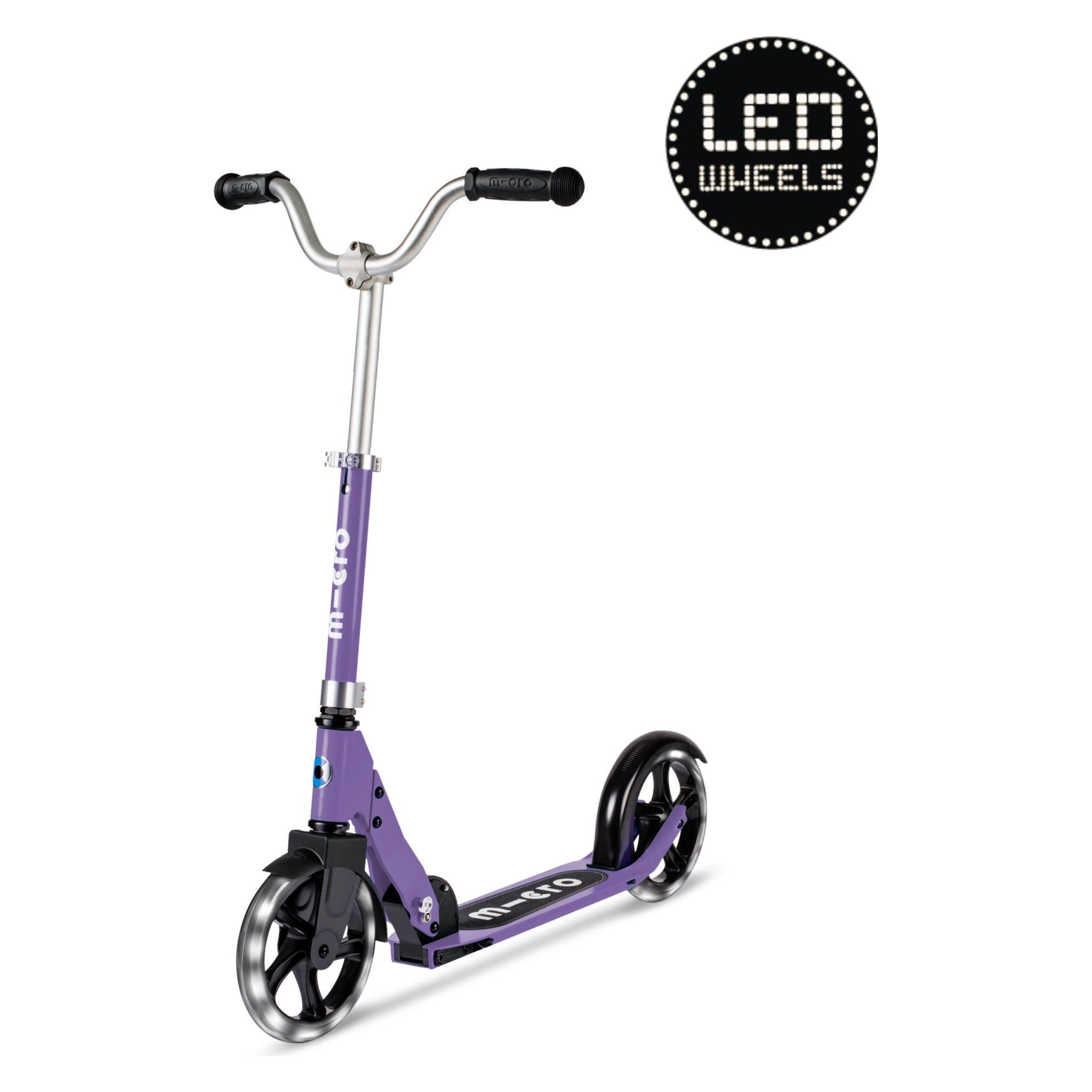 Micro Scooter Cruiser LED lila höhenverstellbarer Lenker leuchtende Räder (SA0251)