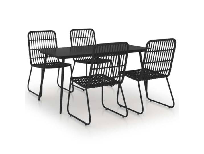 PUGYNBK Esszimmer-Set für den Garten, 5-teilig, aus synthetischem Rattan, Glas