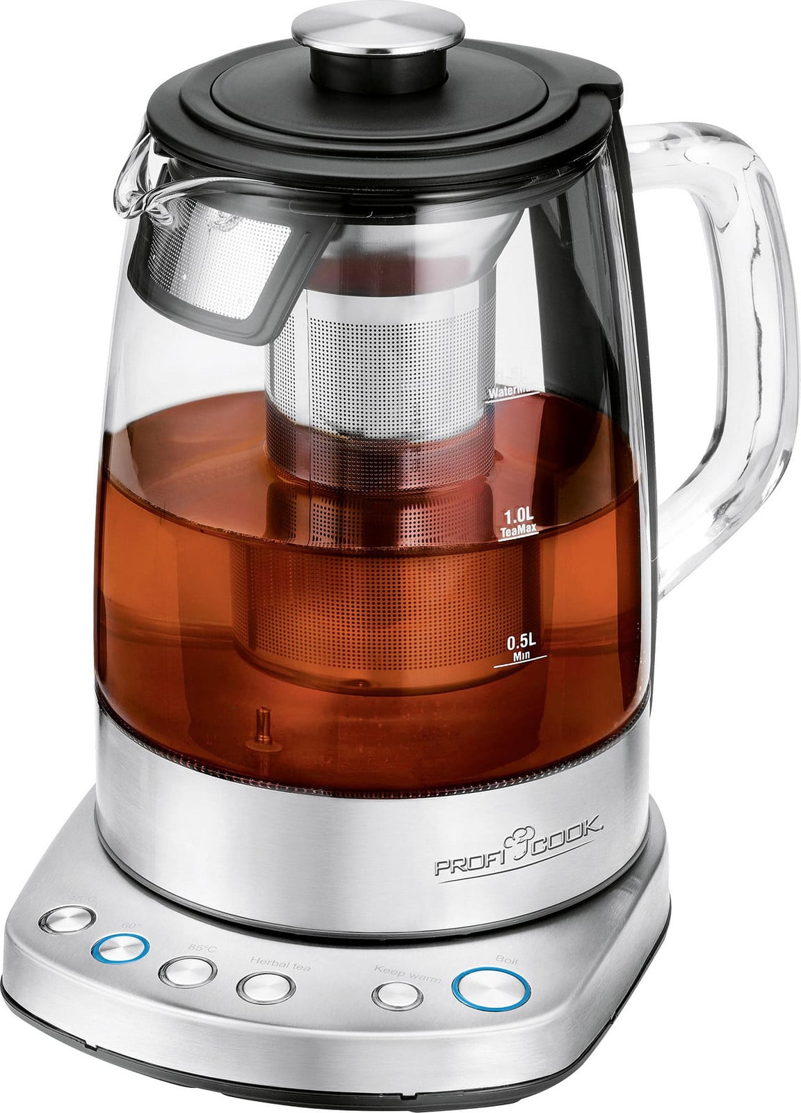 Proficook PC-WKS 1167 G Thee- en waterkoker, 1,5 liter, 2200 watt, roestvrij staal en glas