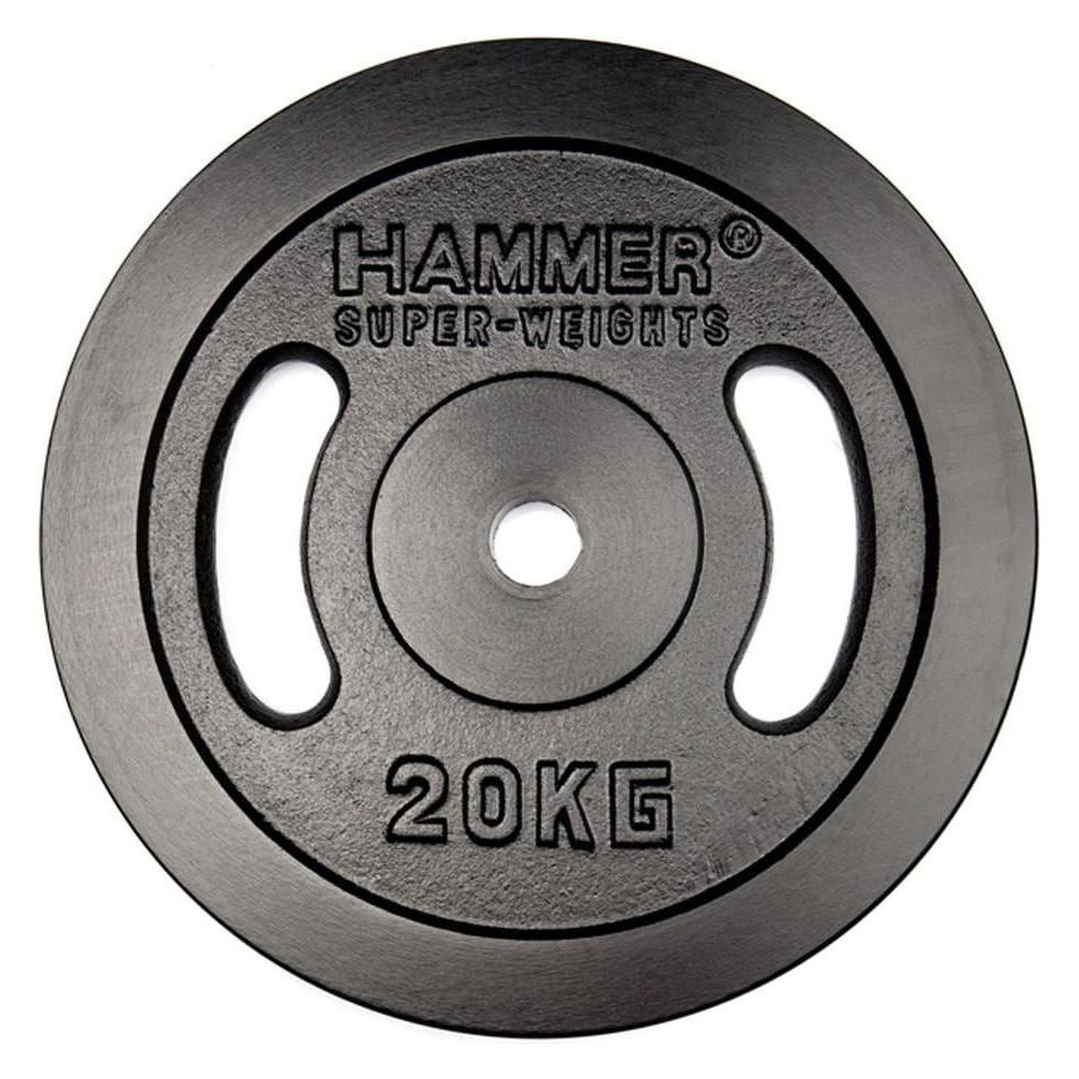 Hammer Fitness HAMMER Gewichtsscheibe 1 x 20 kg, Material: Gusseisen, Sportart (1 x 20 kg) (17007)