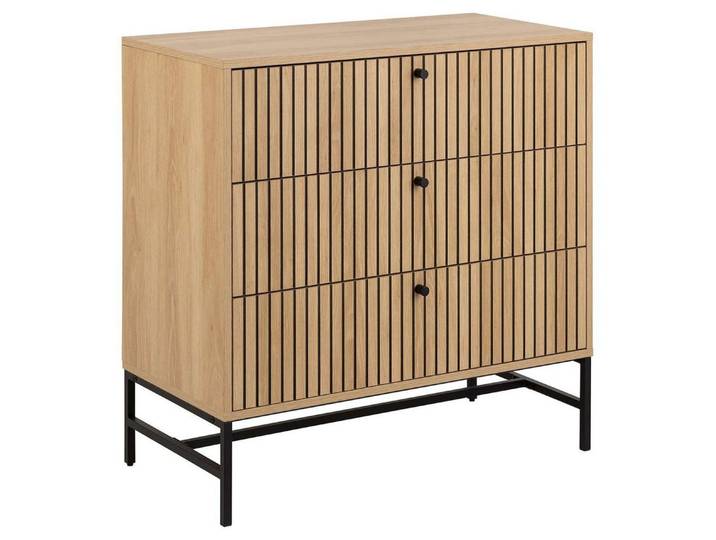 ACTONA GROUP Sideboard Albany, Eiche-Optik, Lamellenfront, 3 Schubladen, B: 80, 6 cm