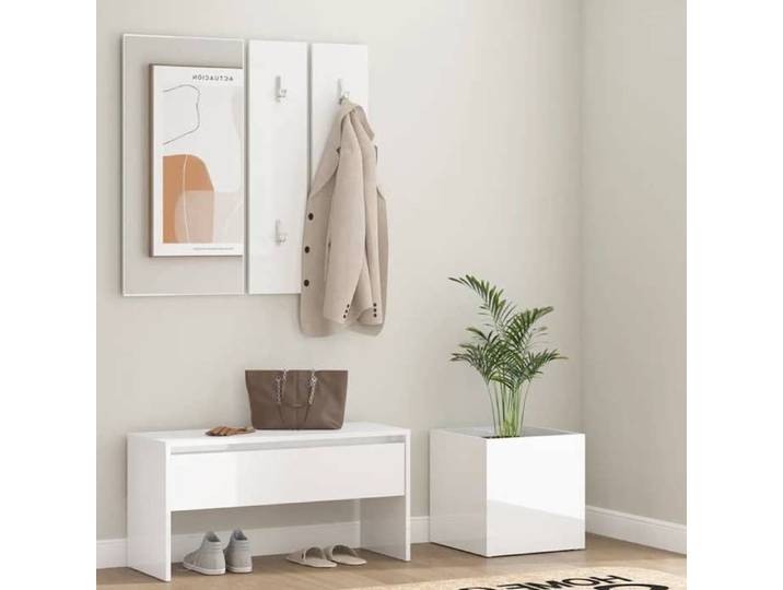 NEW 2026  Ensemble de meubles d'entrée Banc de salon Blanc brillant Bois d'ingénierie 80x30.5x40 cm L6817
