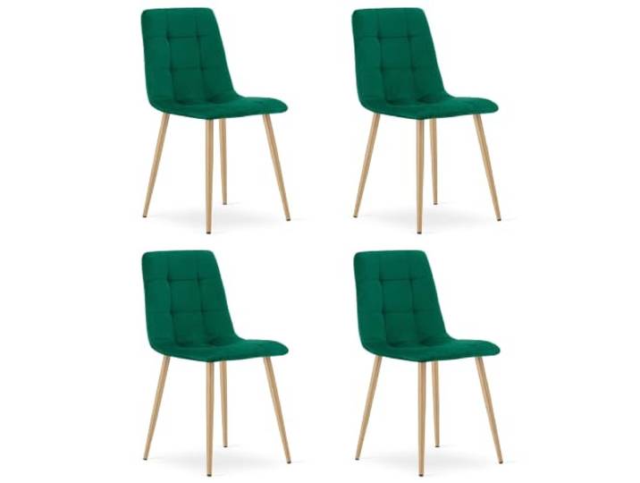 Esszimmerstühle MONTEVO, Gepolsterter Stühle Esszimmer, Küchenstühle Esstisch Stühle Mit Velours Polster, Polsterstuhl Leicht zu Reinigen, Stuhl Esszimmer, Grün / Beine Holz - 4er