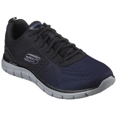 Sneaker SKECHERS "TRACK-RIPKENT", Herren, Gr. 44, Textil, blau (navy, schwarz), Synthetik, Textil, Schuhe Sneaker, Freizeitschuh, Halbschuh, Schnürschuhin veganer Verarbeitung