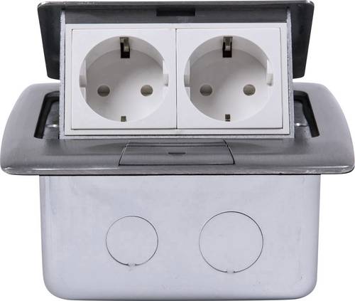 Heitronic 40462 2fach Fußboden-Einbausteckdose IP20 Silber
