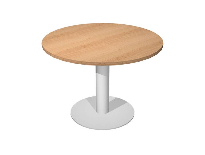 Table ronde de réunion Eminence - Ø 100 cm - Plateau Hêtre - Pied Aluminium