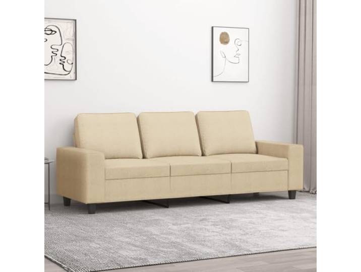 HEFZGDB 3-Sitzer-Sofa Creme 180 cm Stoff, strapazierfähiges Metallgestell für Robustheit und Stabilität, atmungsaktive Polsterung für Komfort, modernes Design mit dicken Sitzflächen