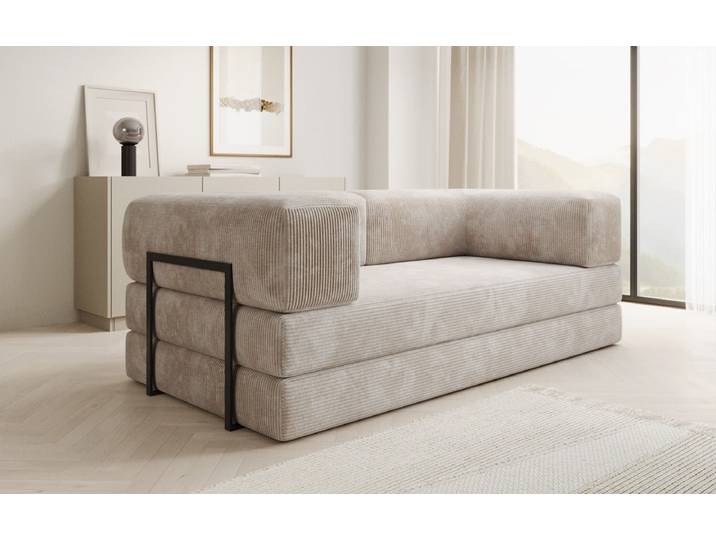 Designer Sofa Lazy 3 Sitzer in Cord - Blau - Cord - Schwarz - Luxusbetten24