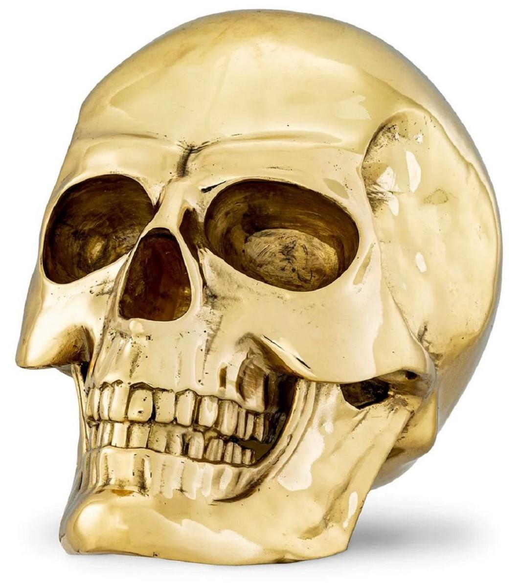 Philipp Plein Luxus Designer Deko Totenkopf Gold 14 x 22 x H. 16 cm