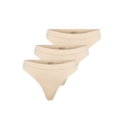 String ONLY "String ONLCHLOE LACE THONG 3er Pack", Damen, Gr. S, beige, Obermaterial: 94% Polyamid PA. 6% Elasthan EL., Unterhosen String