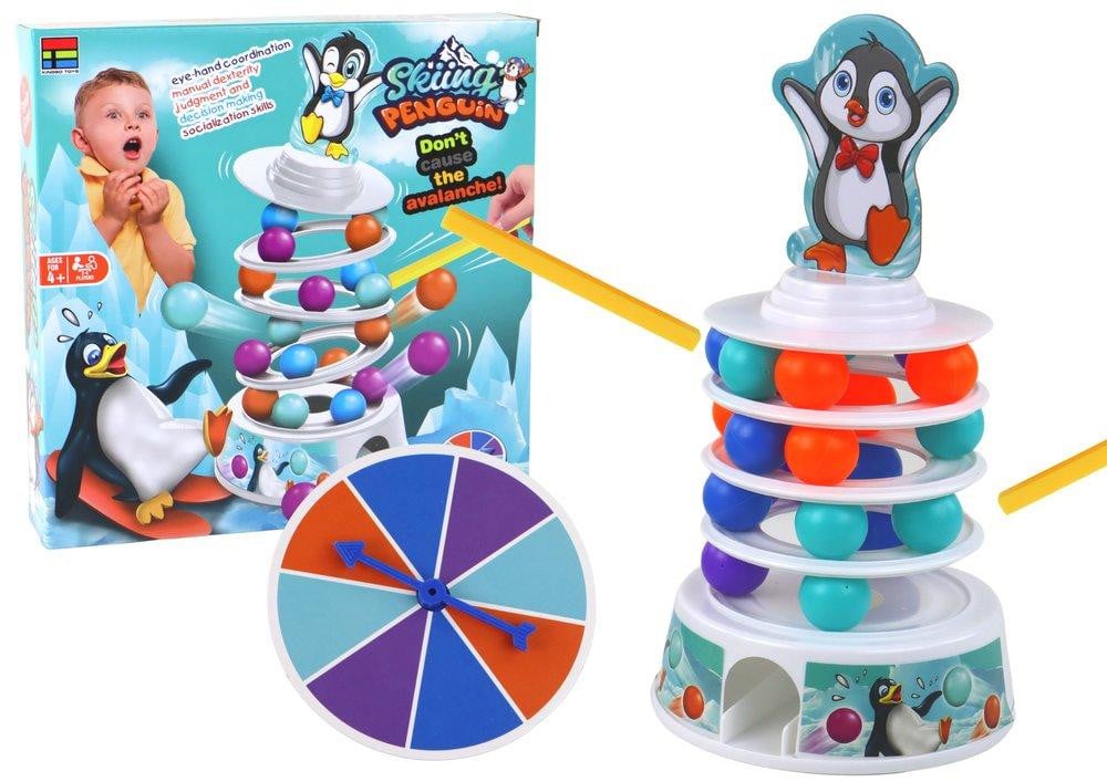 Lean Toys Arcadespel Pinguïnballen met glijbaan en torenballen