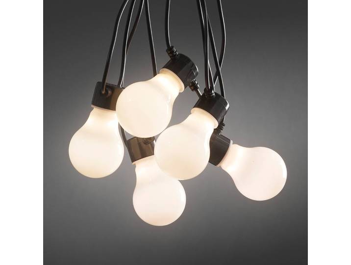 Konstsmide Christmas Lichterkette Biergarten 10x Birne opal warmweiß LED, schwarz, Kunststoff